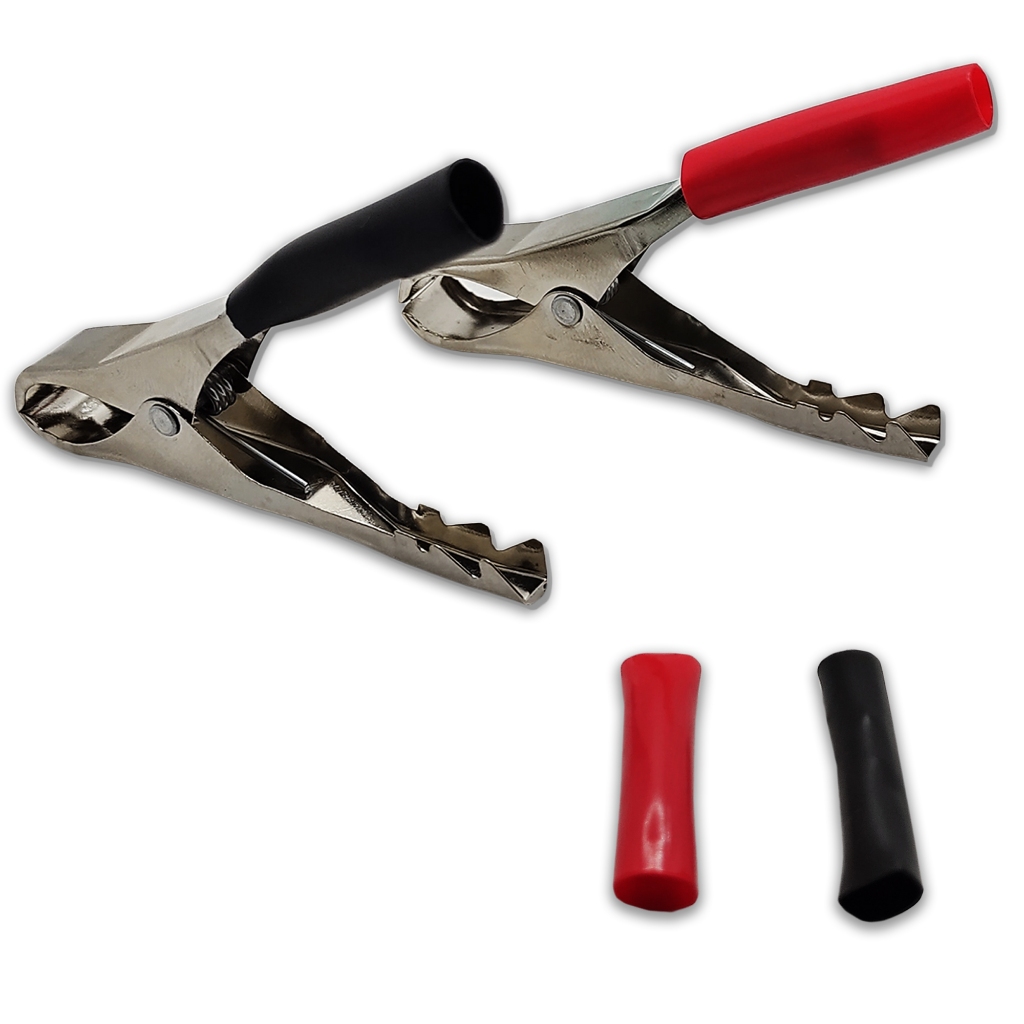 Garra Jacaré Bateria 10a 5cm Kit 10 Par Vermelho Preto Mxt