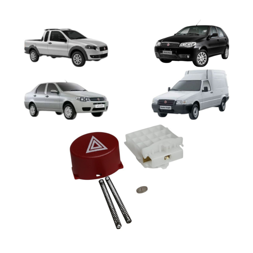 BOTÃO DO PISCA ALERTA CHAVE DE SETA VERMELHO FIAT UNO MILLE/PALIO/SIENA/STRADA/FIORINO - ISOFLEX