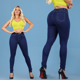 Calça Feminina Jeans Skinny Cinyura Alta Com Lycra Levante Bumbum Lançamento em Oferta na Shopee