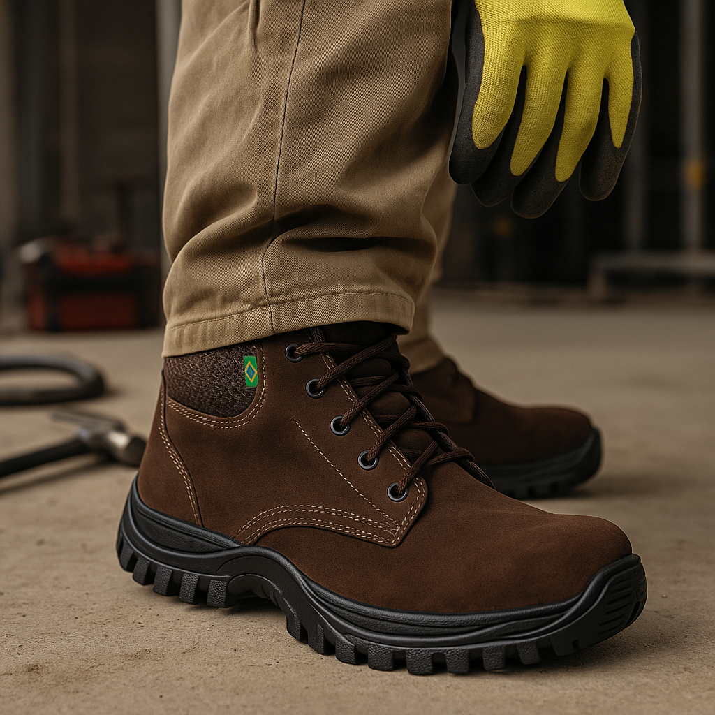 Bota de Segurança EPI CA Couro Legítimo Solado Antiderrapante Ideal para Obra Indústria Construção em Oferta na Shopee