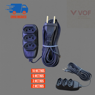 Extensão Elétrica 2 3 5 e 10 Metros110v 220v com 3 Tomadas Bivolt em Oferta na Shopee
