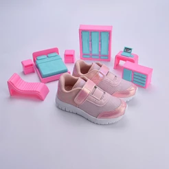 Tênis Infantil Kidy Original Ultra Flex Rosa Velcro Casual Delicado Macio Conforto Escolar