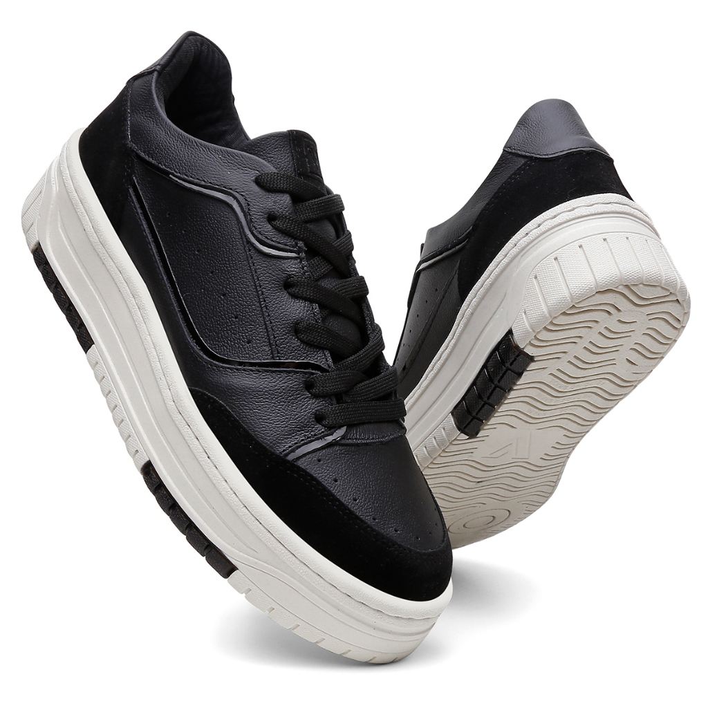 Tênis Feminino Vittal Aura em Couro Legitimo Solado Flatform Confortável em Oferta na Shopee