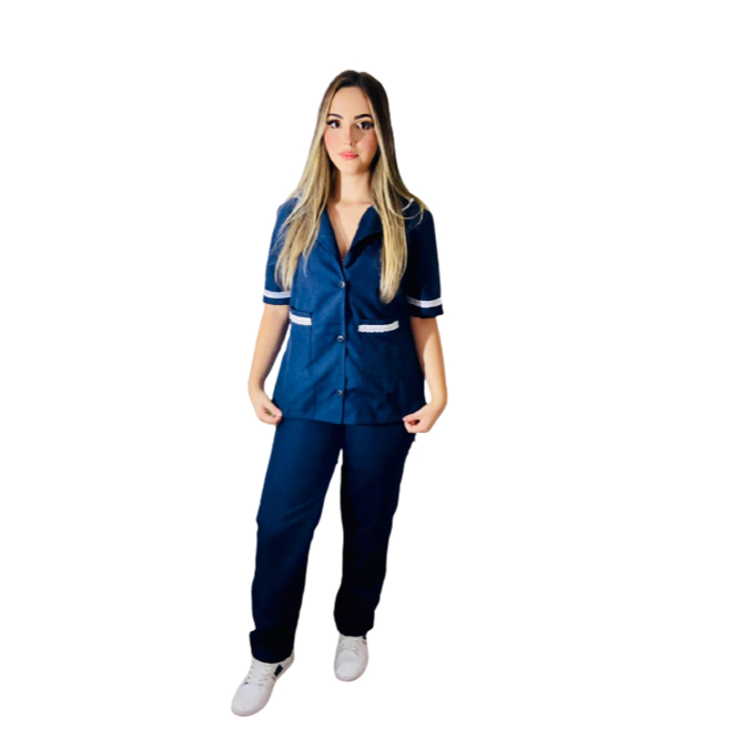 Uniforme Copeira Bermuda Verão Manga Curta Detalhes em Renda Respirável Durável 42