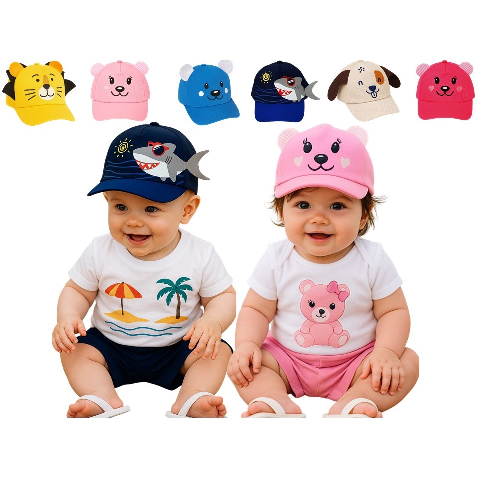 Boné Animal Infantil Bebê menino menina Chapéu Proteção Solar uv unissex em Oferta na Shopee