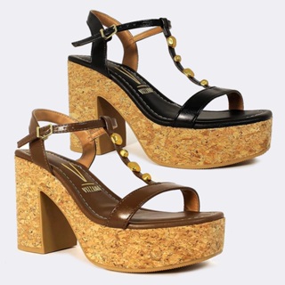 Sandalia Vizzano Meia Pata Cortiça Plataforma Feminina 6541101 em Oferta na Shopee