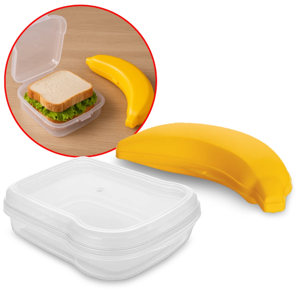 Kit Porta Banana E Sanduicheira Para Marmita Lancheira Plasútil
