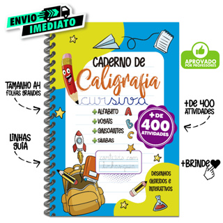 Livro De Caligrafia Infantil Caderno 400 Atividades Letra Cursiva em Oferta na Shopee