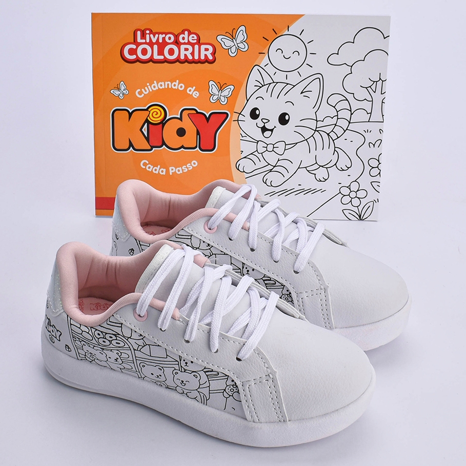 Tênis Infantil Hype Kidy Goods Original Rose Livro Colorir Lançamento Diversão Conforto Anatômico em Oferta na Shopee
