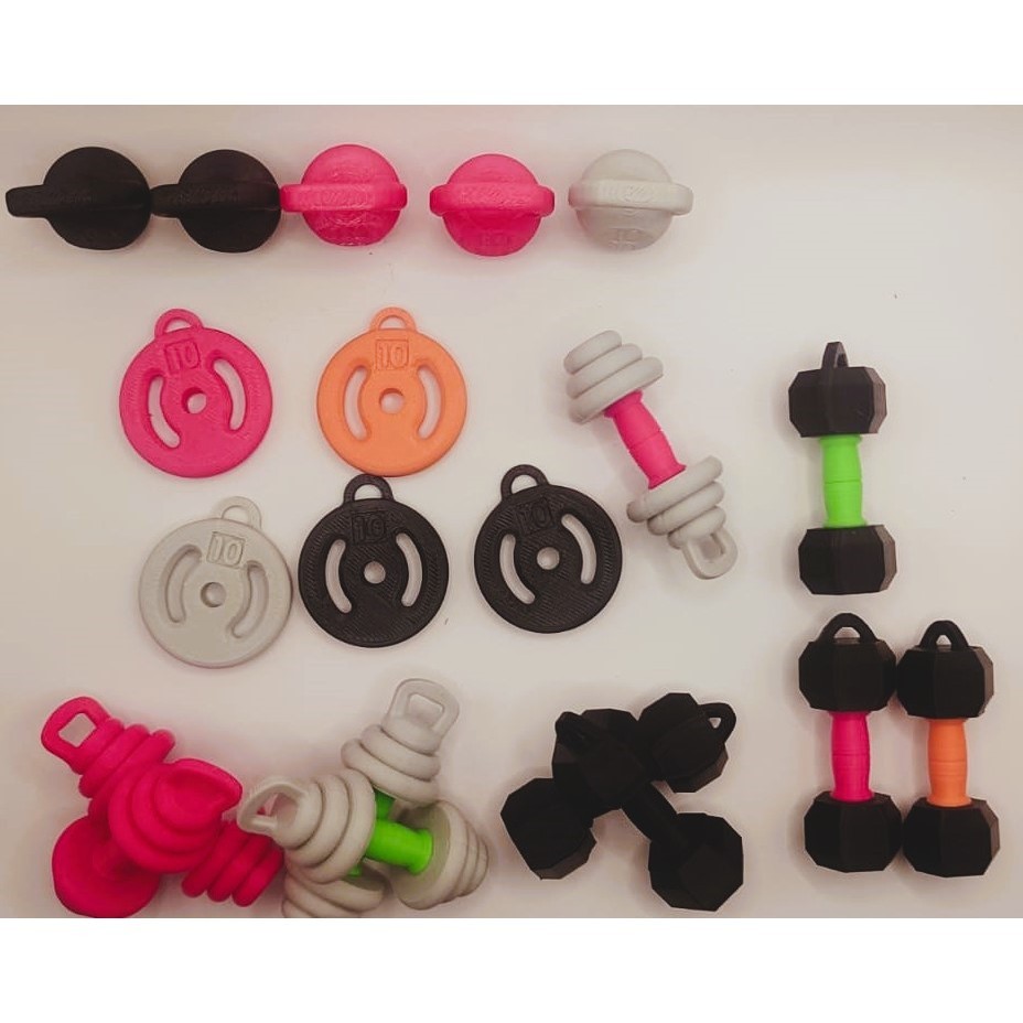 Kit Com 8 Chaveiros Halteres Dumbell Sextavado Fitness Kettlebell Academia