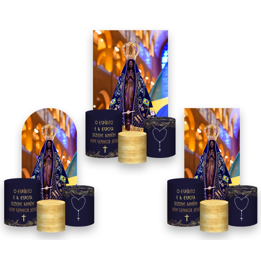 Painel De Festa Vertical + Trio De Capa Cilindro - Santa Nossa Senhora Aparecida Imagem 005