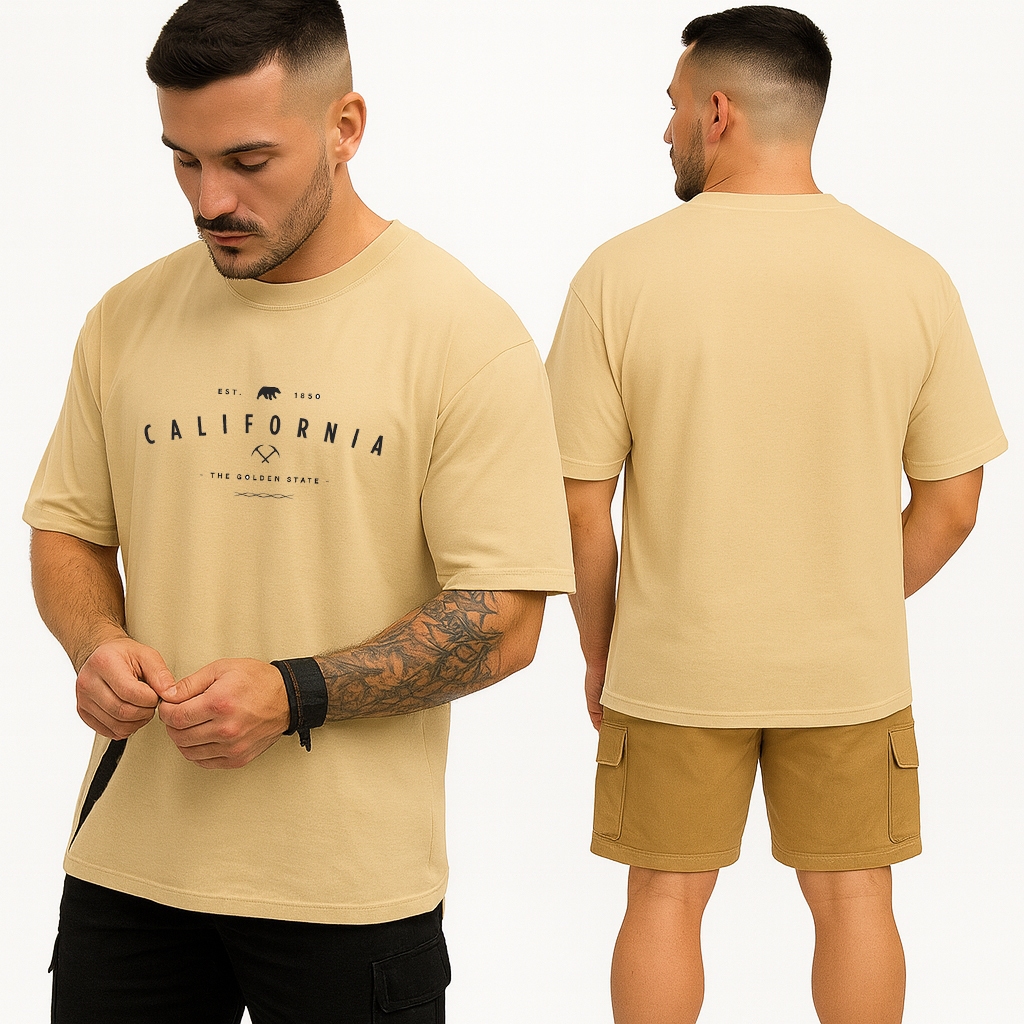 Camiseta Oversized CALIFORNIA 01 Masculina Premium 100% Algodão Streetwear Estilo Casual Academia