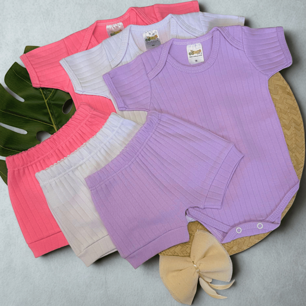 Kit 6 Peças Masculino Bebe Verao Tapa Fralda Confortavel Premium Canelado Cores Sortidas Feminino