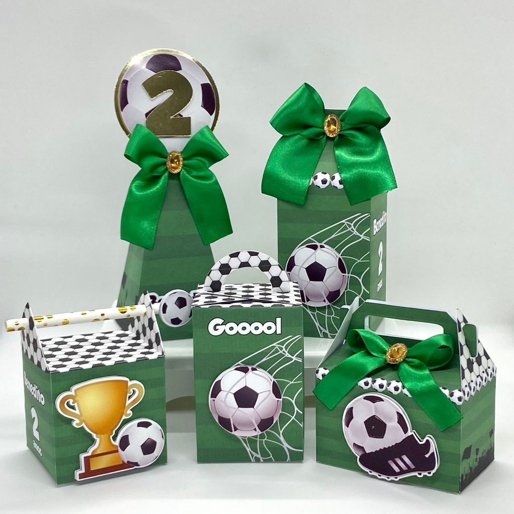 Kit Festa Futebol Personalizado / Lembrancinhas / Aniversário/ Festa / Caixinhas Personalizadas Milk Maletinha Pirâmide