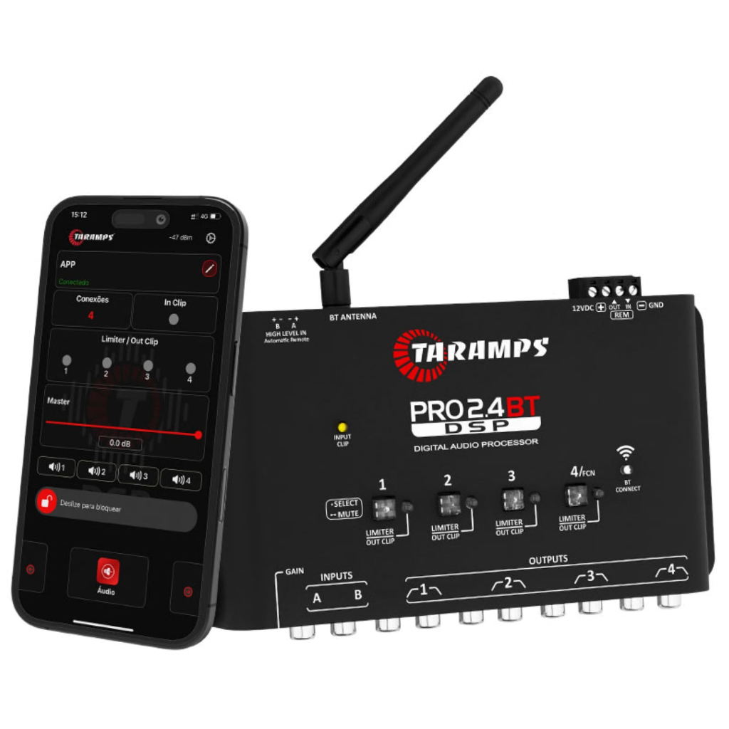 Processador de Áudio Taramps Pro 2.4 BT DSP Crossover 4 Canais Som Automotivo em Oferta na Shopee