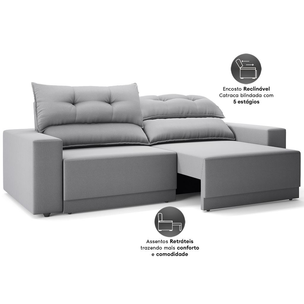 Sofá Lord 2,00m Retrátil e Reclinável Velosuede - NETSOFAS · foto 2