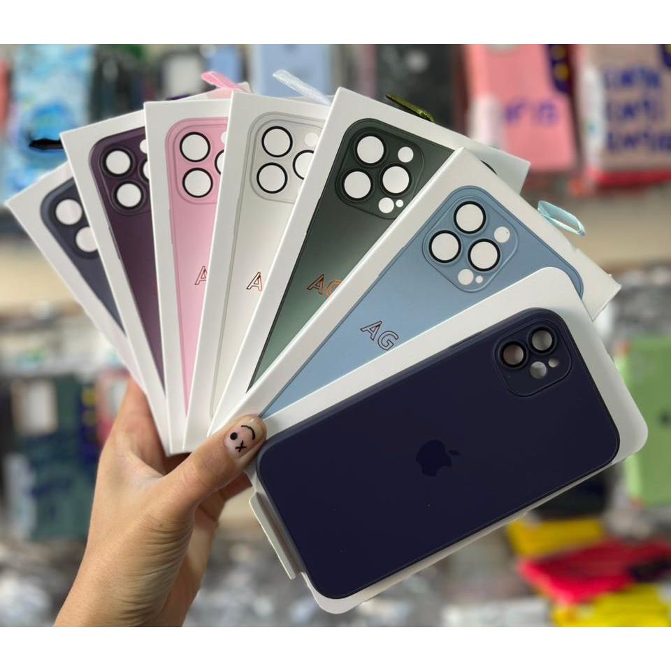 Capa Capinha de Vidro Fosca AG Glass Celular Case para iPhone 11 12 13 14 15 PRO MAX/16 Pro Max