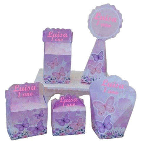 Kit Festa Jardim Das Borboletas Rosa e Lilás Personalizados Borboleta Lembrancinhas Personalizadas Jardim aniversário