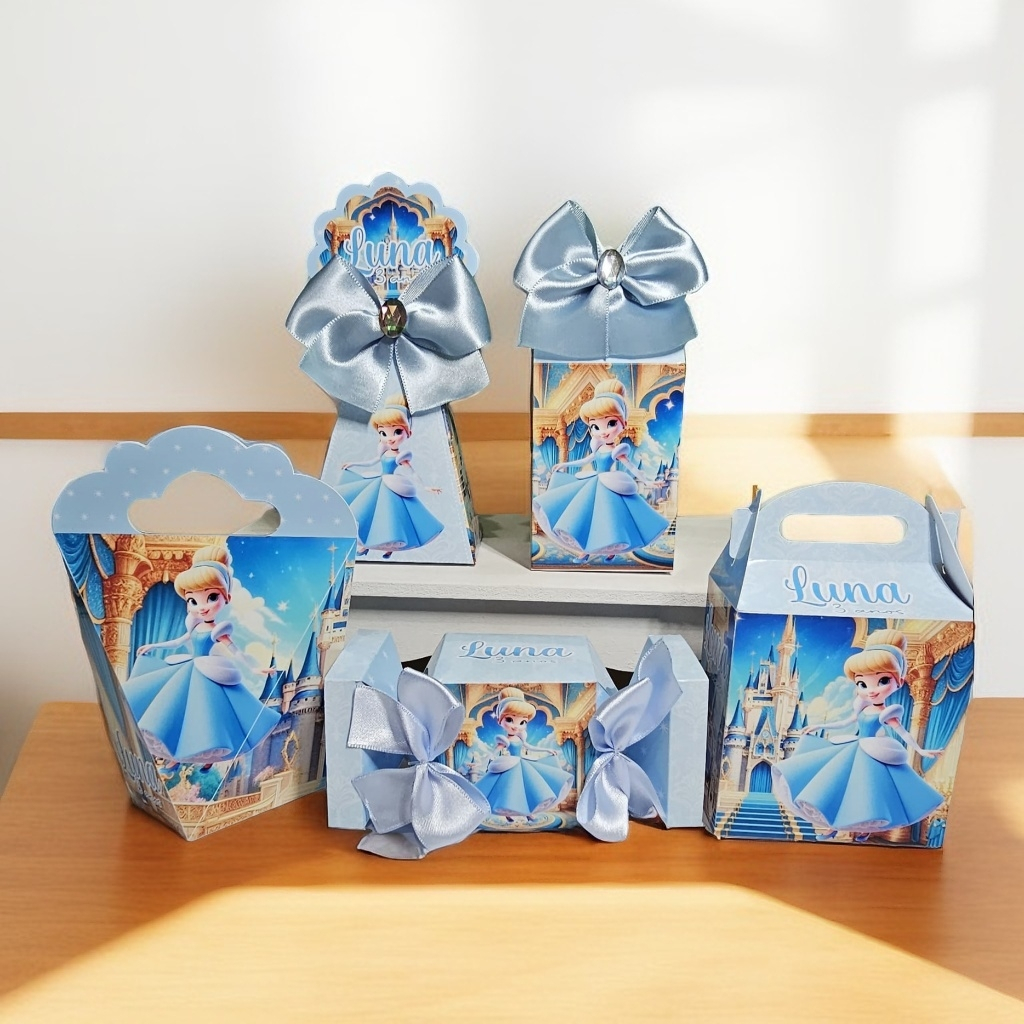 Kit Caixinhas Personalizadas Lembrancinhas Cinderela - PEGUE E MONTE