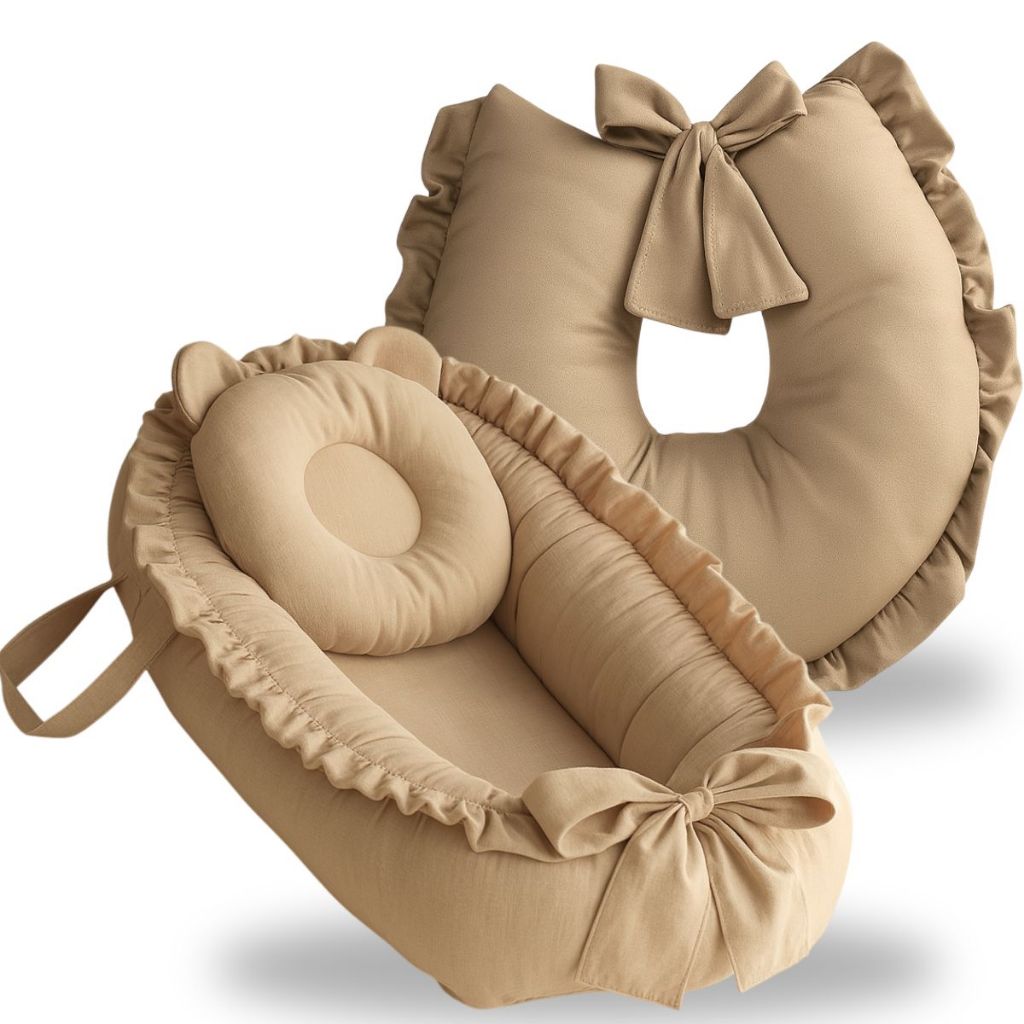 Ninho Redutor de Berço Para Bebe Menina Menino Almofada Para Amamentação Kit Enxoval Caqui em Oferta na Shopee