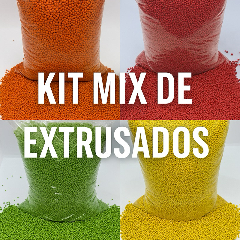 Kit Mix de Extrusados coloridos, Mamão, banana, jiló e frutas vermelhas 2kg em Oferta na Shopee
