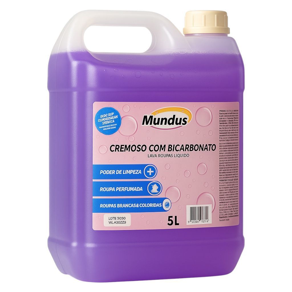 Lava Roupas Liquido Com Bicarbonato de sódio Limpeza Profunda Mundus 5 Litros em Oferta na Shopee