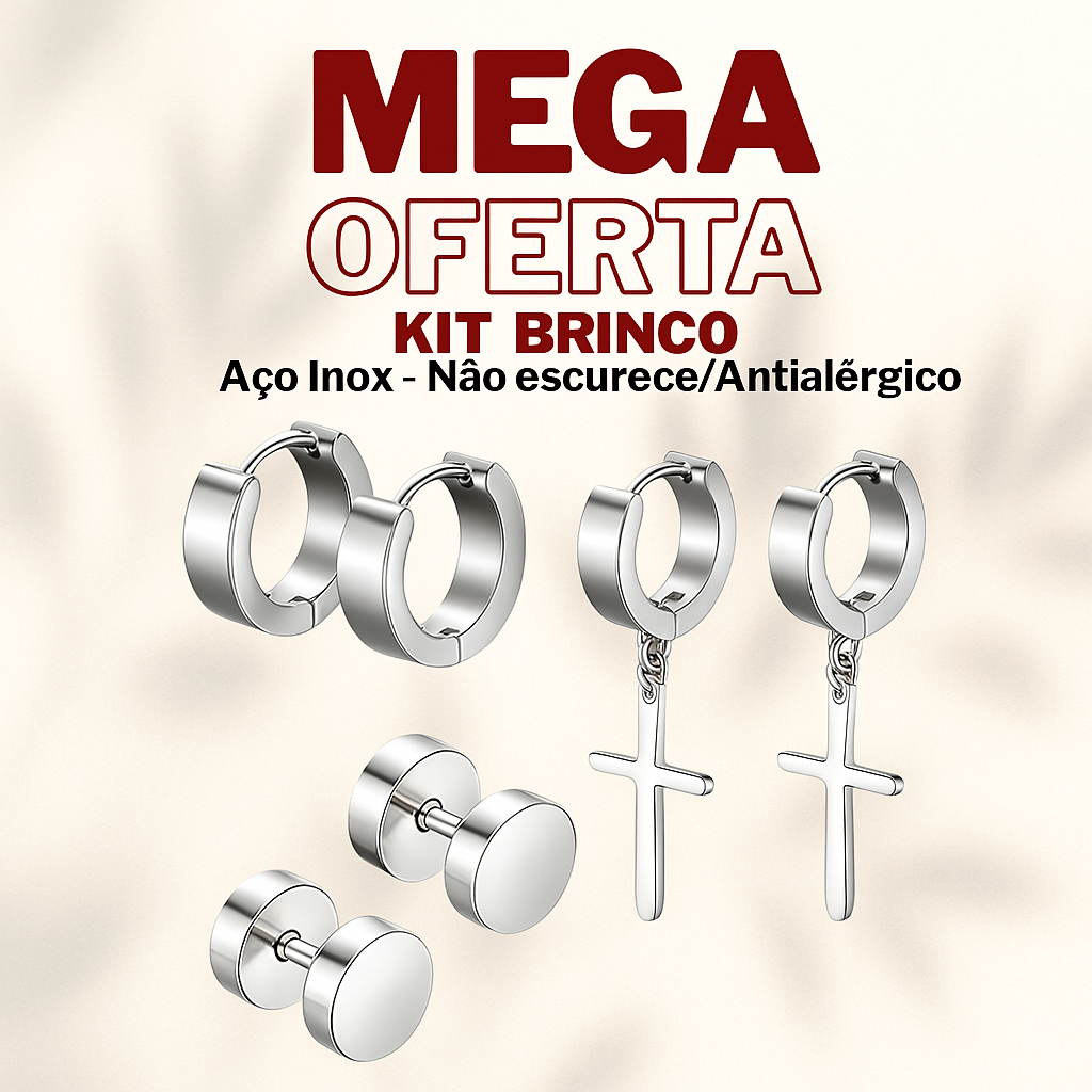 Brinco Masculino Preto Cruz: Onde Comprar | BuscaProdutos