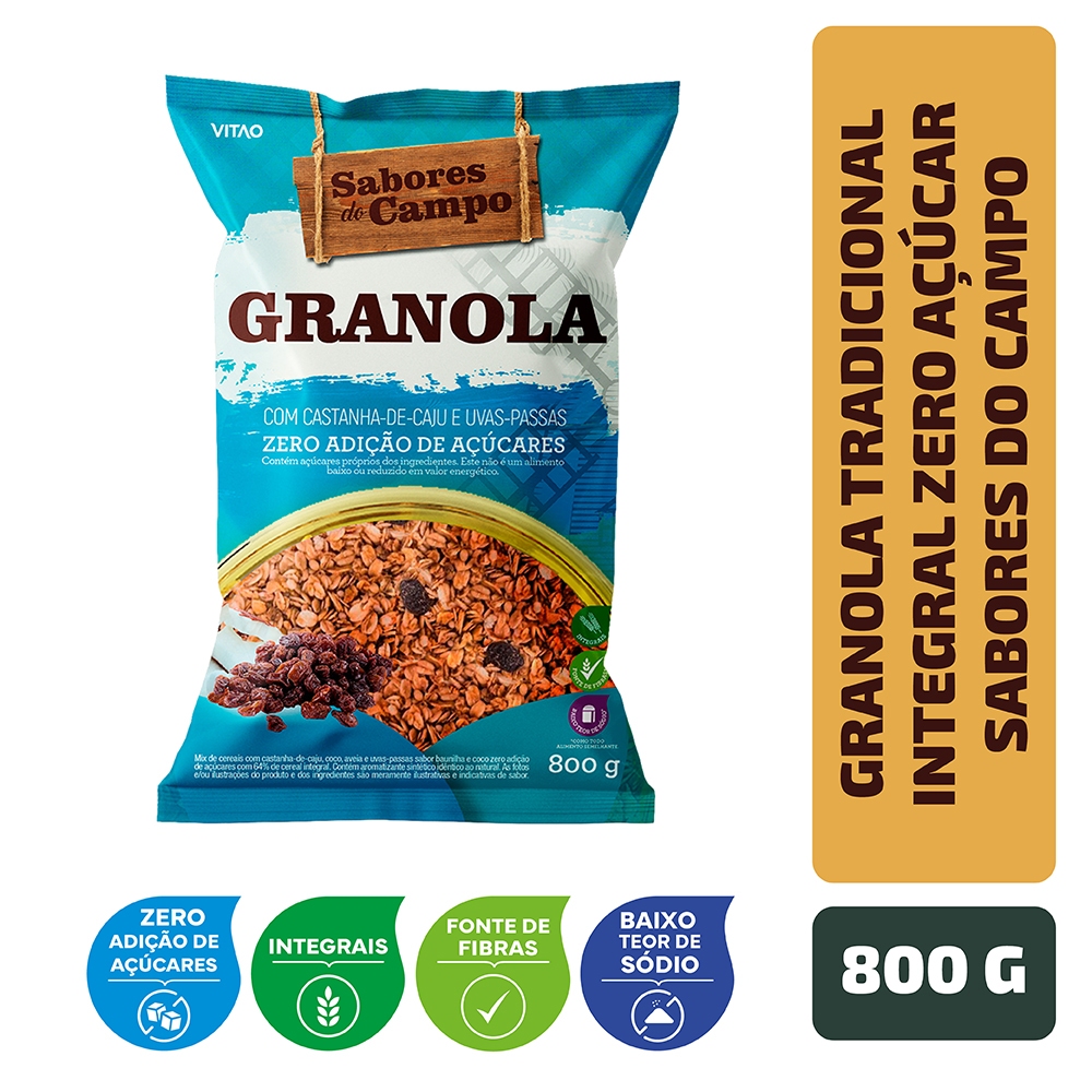 Granola Tradicional Integral Zero Açúcar Sabores do Campo 800 g
