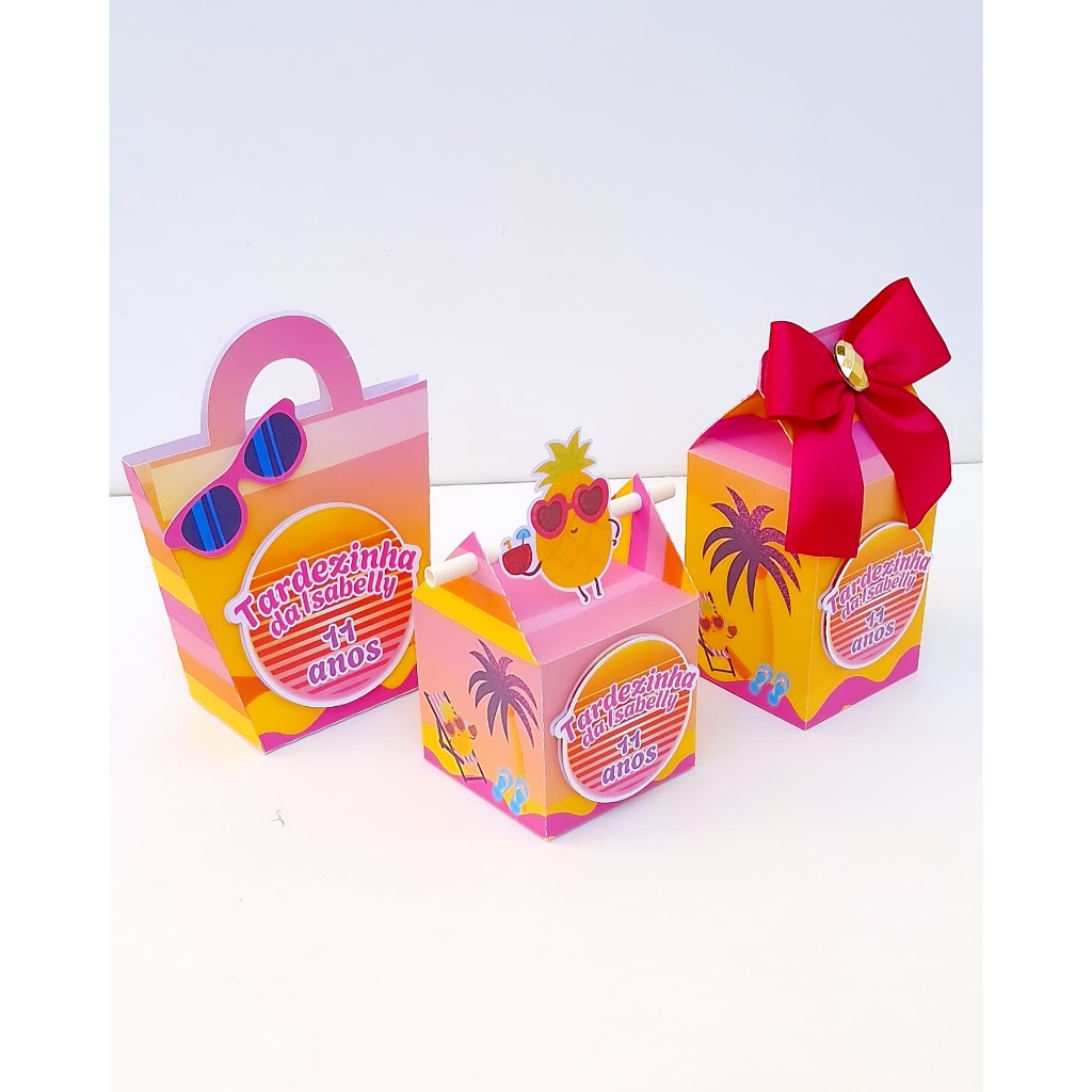 Kit Festa Personalizados Tema Tardezinha Praia Pool Party | Aniversário | Lembrancinhas | Mimos | Caixas