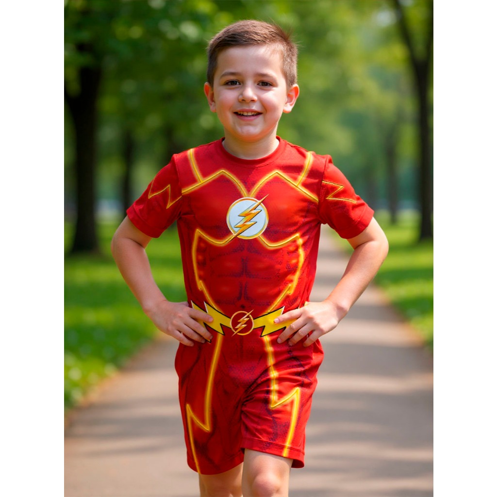 Fantasia Flash Infantil Menino Super Heróis Barata Temática Masculina Festa Achadinhos Criança