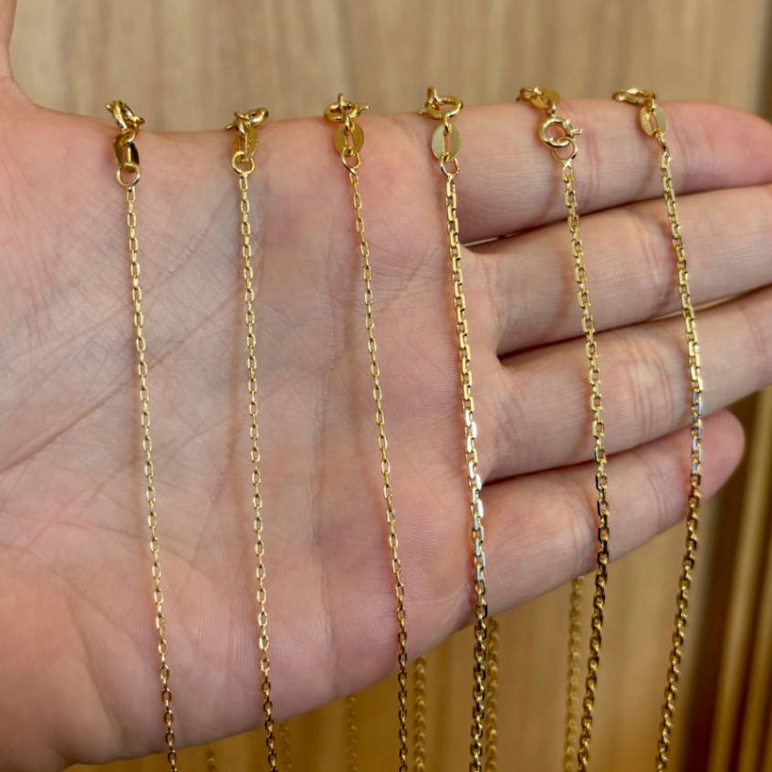 Corrente Masculina Luxo Cadeado Cart Correntinha Banhado a Ouro 18k 50/70cm