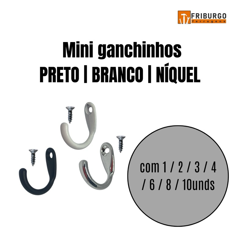 Mini gancho cabide tamambo P - Artesanato - PRETO | BRANCO | NIQUELADO - Quantidades de 1 a 10 unidades em Oferta na Shopee