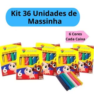 Kit 36 Unidades de Massinha de Modelar 6 Caixinhas 65g cadaLembrancinha Criança Aniversár…