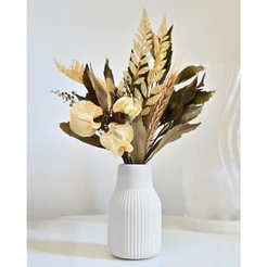 Arranjo De Flores Secas Decorativo Vaso Garrafa Retrô Listras