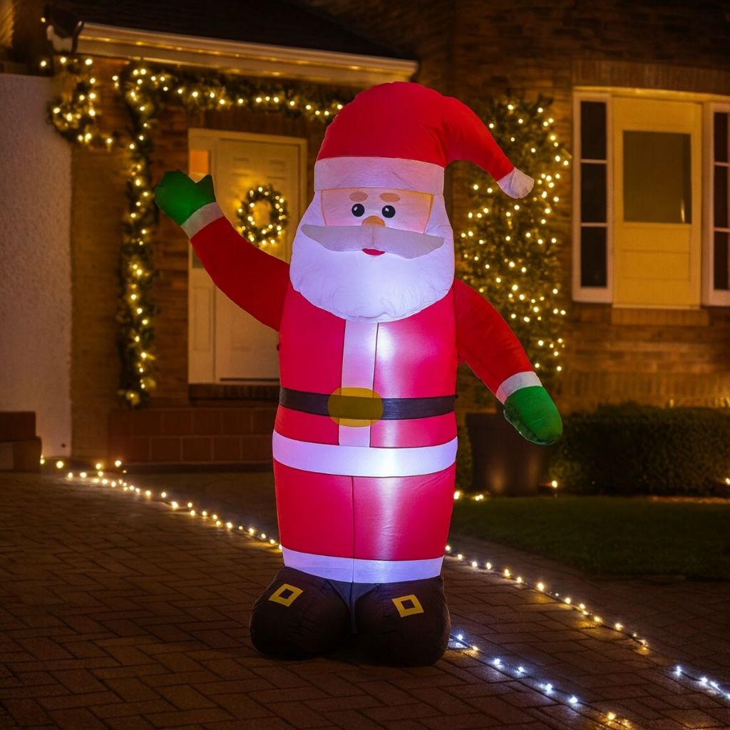 Papai Noel Inflável com LED para Decoração Natalina