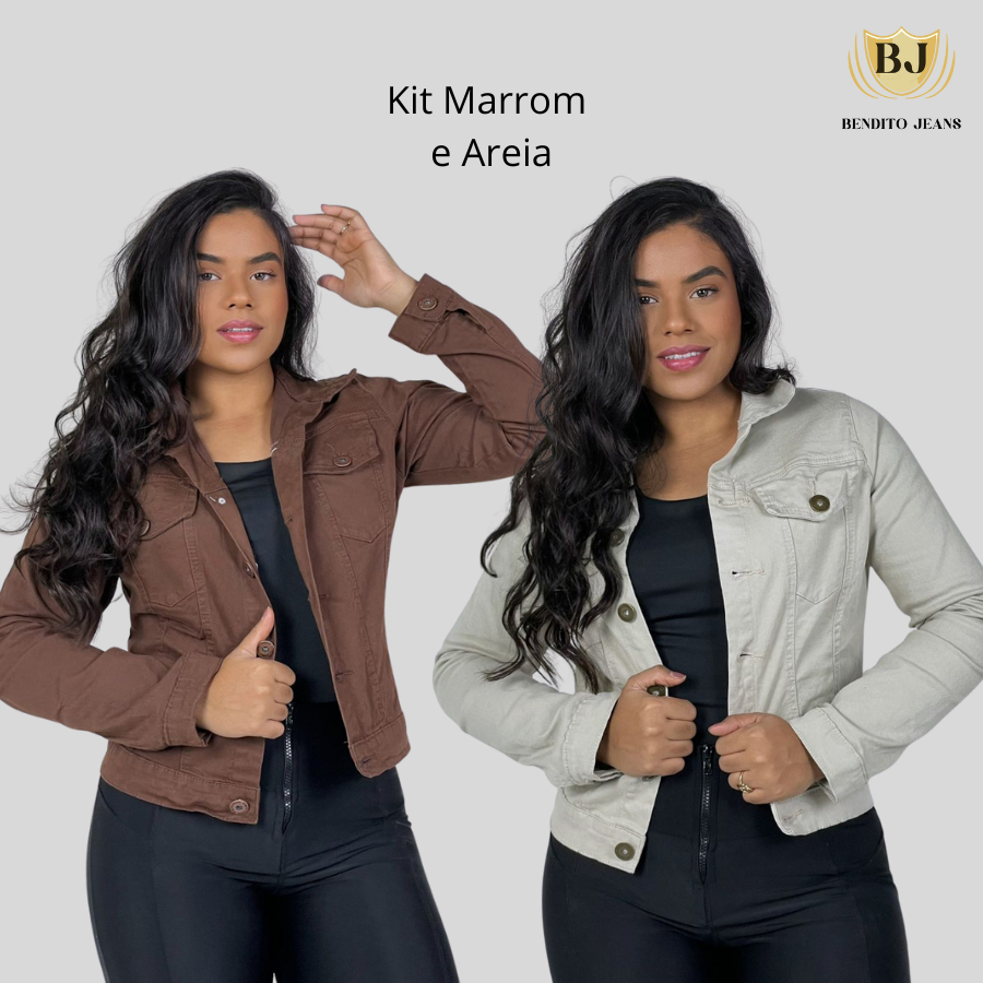 Jaqueta Jeans Feminina Bicolor com Lycra em Oferta na Shopee