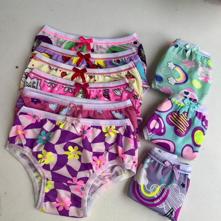 Kit 10 Calcinhas Infantil Menina 0 a 10 Anos Estampada