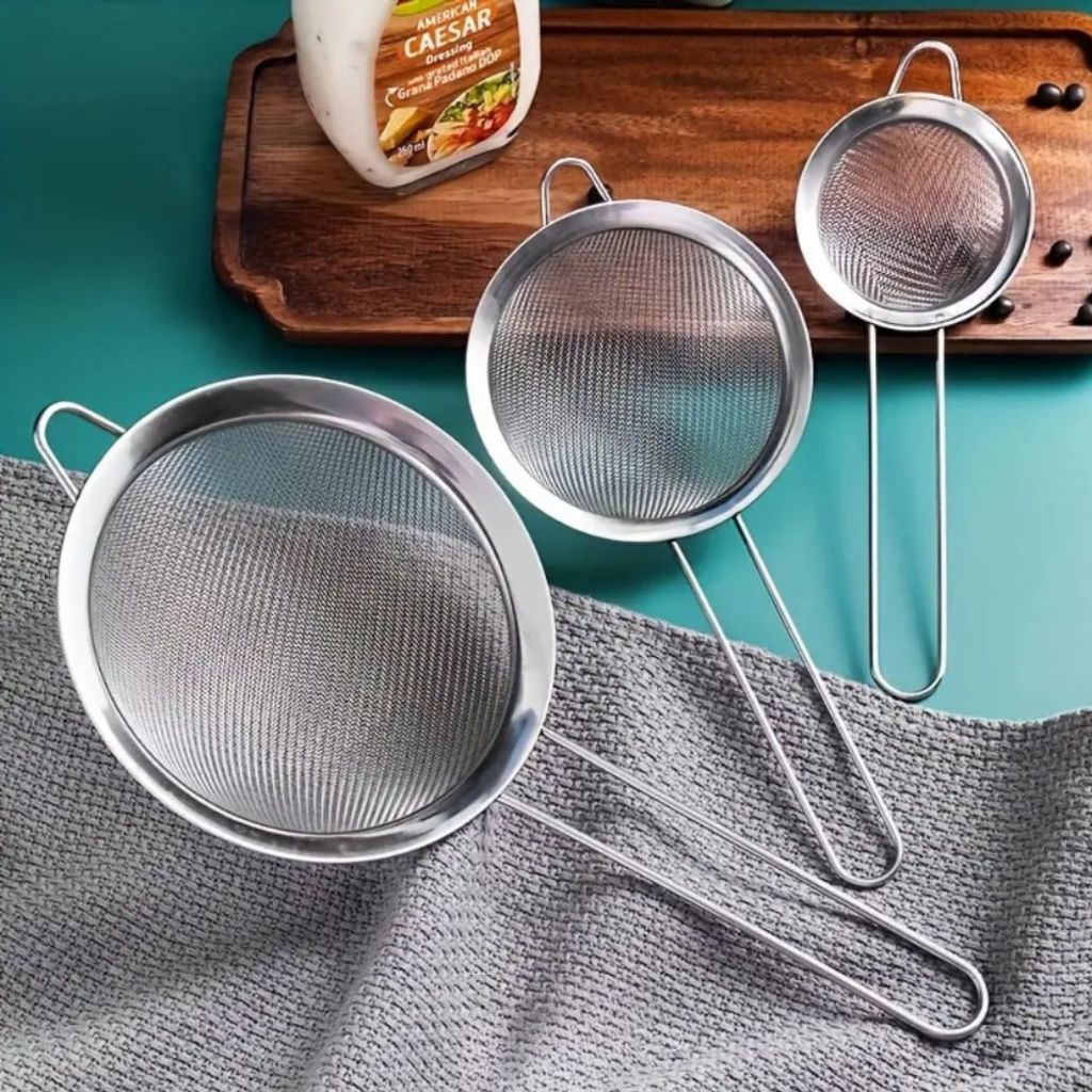 Kit 3 Peneira Coador De Peneiras Aço Inoxidável Para Cozinha Peneira De Cozinha
