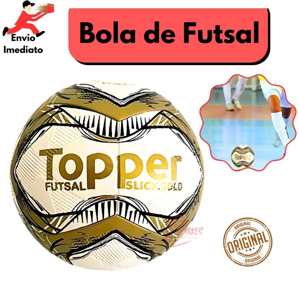 Bola de Futsal Topper Slick Gold Oficial Original Futebol de Salão Profissional Esporte