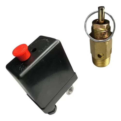 Kit Pressostato 80-120 Psi + Válvula Segurança 125 Psi 1/4