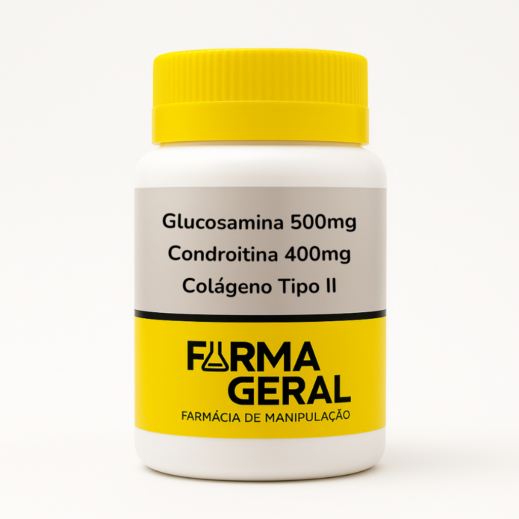 Glucosamina 500mg + Condroitina 400mg + Colágeno Tipo II - Articulações, Flexibilidade e Mobilidade