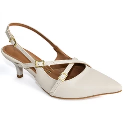 Scarpin Vizzano Slingback Feminino Salto Baixo Fivelas 1122.885 Branco