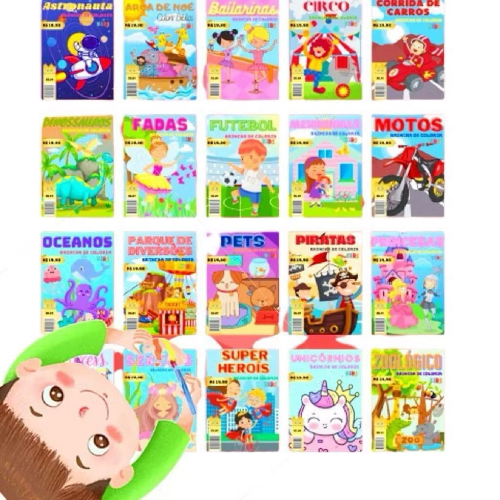 Kit 10 Livrinhos Revistinha Educativo de Colorir Kit Lembrancinha Infantil
