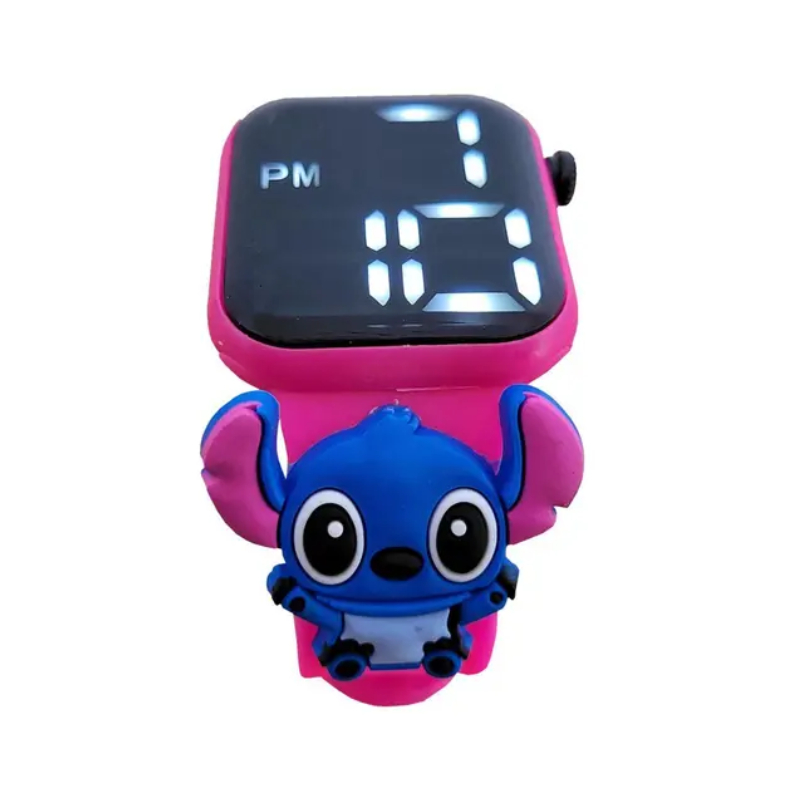 Relógio Digital Lilo Stitch Rosa Azul Quadrado em Oferta na Shopee