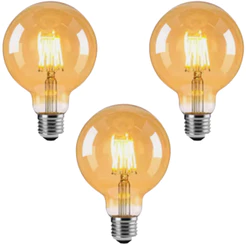 Kit 3x Lâmpada Filamento Carbono Retrô Vintage G80 40W E27 2400K Dimerizável