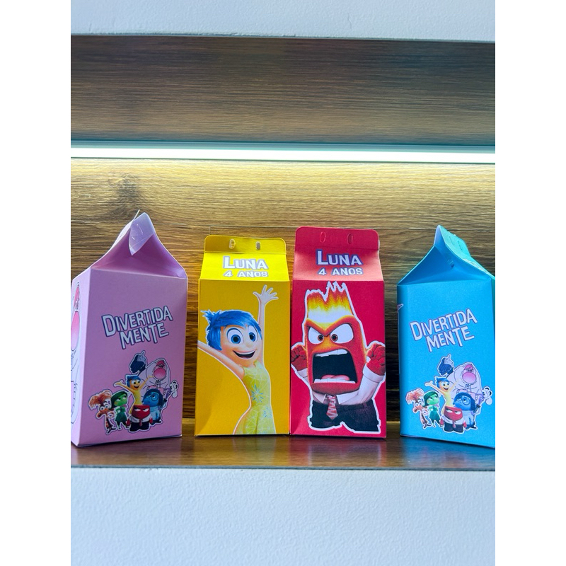 Caixinhas Milk para Festa Personalizada DIVERTIDAMENTE- Lembrancinha para festa DIVERTIDAMENTE COM NOME E IDADE