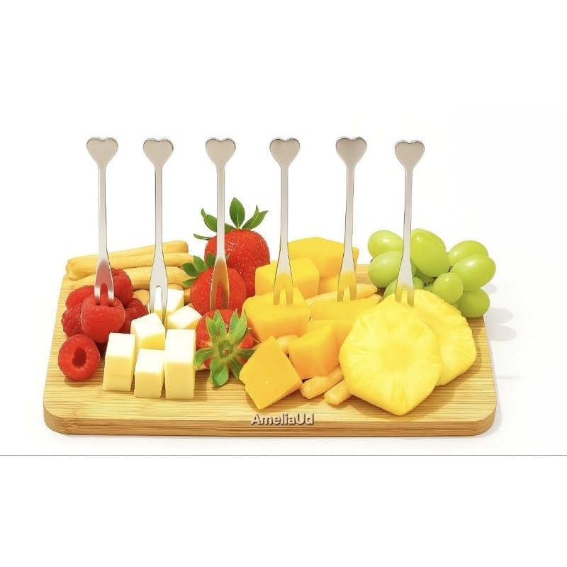 Kit 6 Mini Garfinhos  Petisco Coração Inox  Petiscos Fondue Queijo Frutas Jogo Com 6 Un - Unyhome em Oferta na Shopee