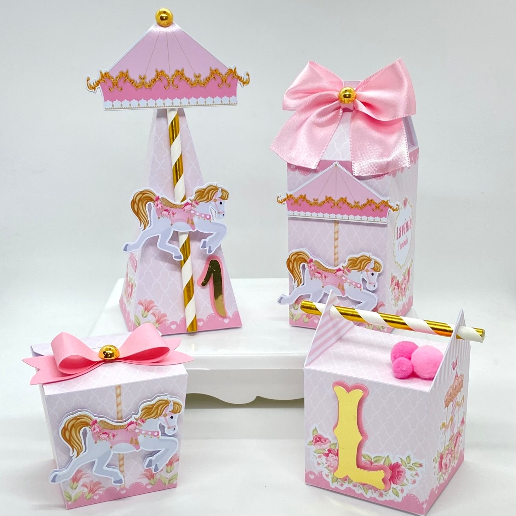 Kit Festa Carrossel Personalizado/ Lembrancinhas / Caixinhas / Festa / Aniversário / Caixa Milk Pirâmide