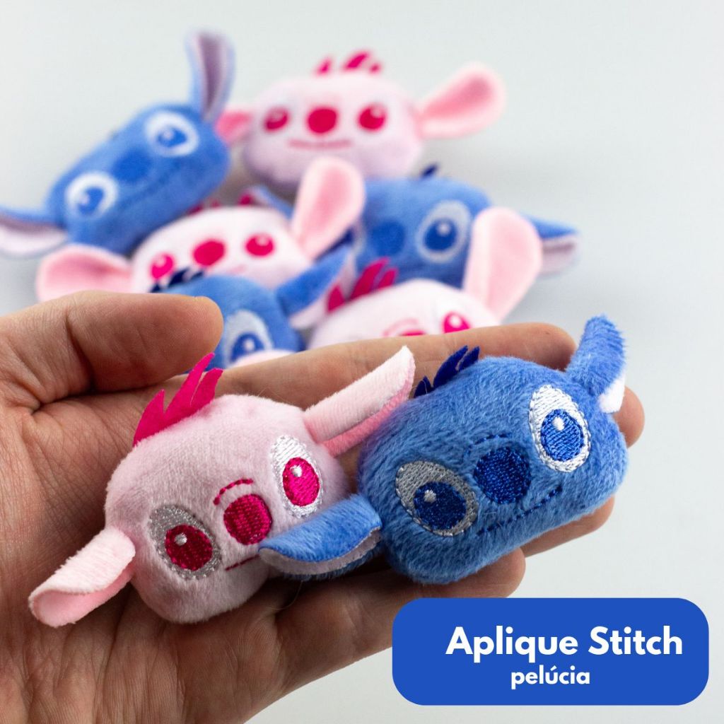 Aplique de Pelúcia Stitch 2 Unidades Para Artesanato Costura em Oferta na Shopee