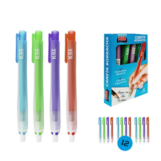 Caneta Borracha Apaga Lápis CX 12 Unidades Cores KAZ em Oferta na Shopee